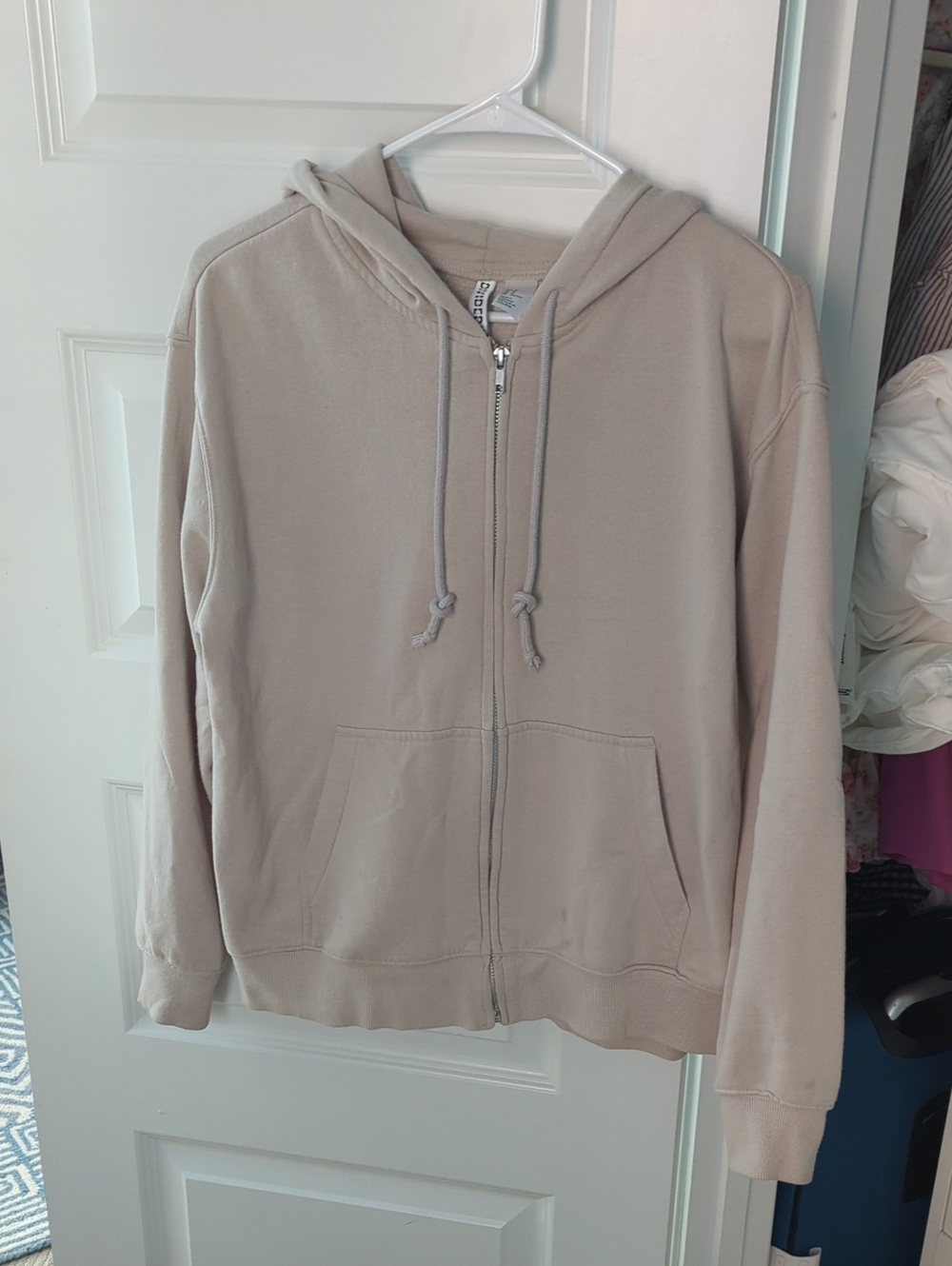 Divided by H&M Men's Zip-Up Hoodie in Light Beige